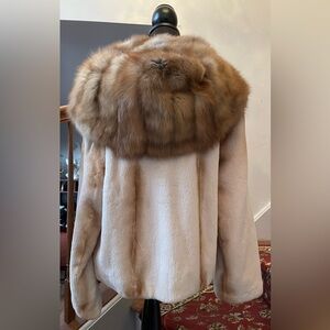 Russian Sable Fur Hooded Sheared Mink Fur Jacket NWT